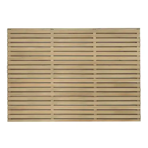Green 6FT x 4FT Double Slatted Fence Panel