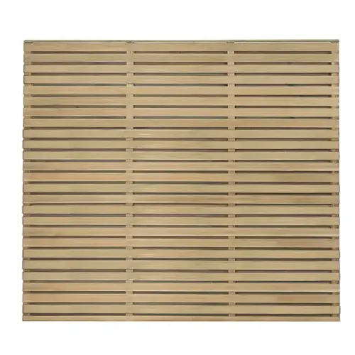 Green 6FT x 5FT Double Slatted Fence Panel