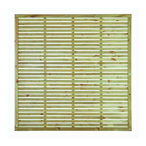 Green 6FT x 6FT Single Slatted Fence Panel
